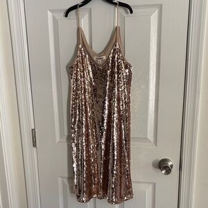Francesca's Collections Rose Gold Sequin Slip Dress Size XS Party Formal Prom